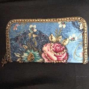 Floral beaded wallet